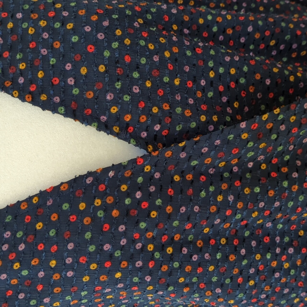 Madewell Lyric Wrap Long Sleeve Top in Confetti Dot Dark Nightfall Size Small - Picture 7 of 13